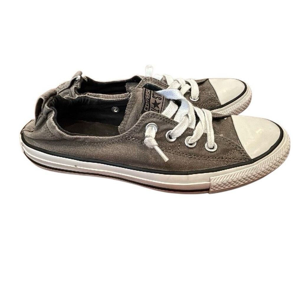 Converse All Star Gray/White Solid Low Top Canvas Lace-Up Sneakers Women Sz 10